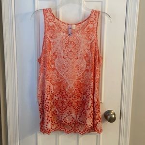 Orange and white eyelet blouse